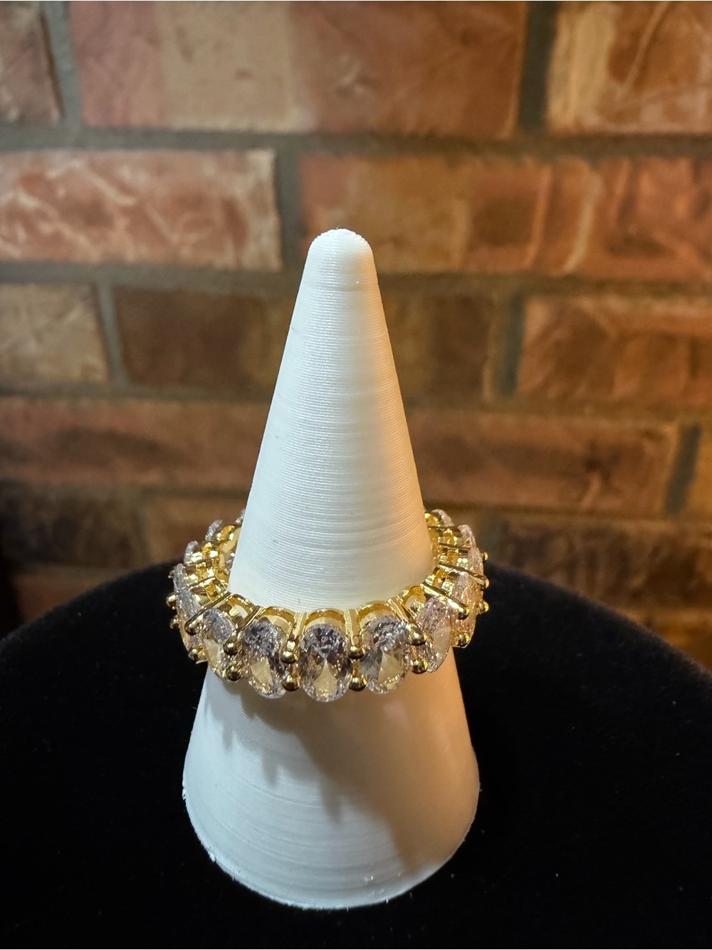 Gold-Tone Clear Crystal Statement Ring NWOT size 9